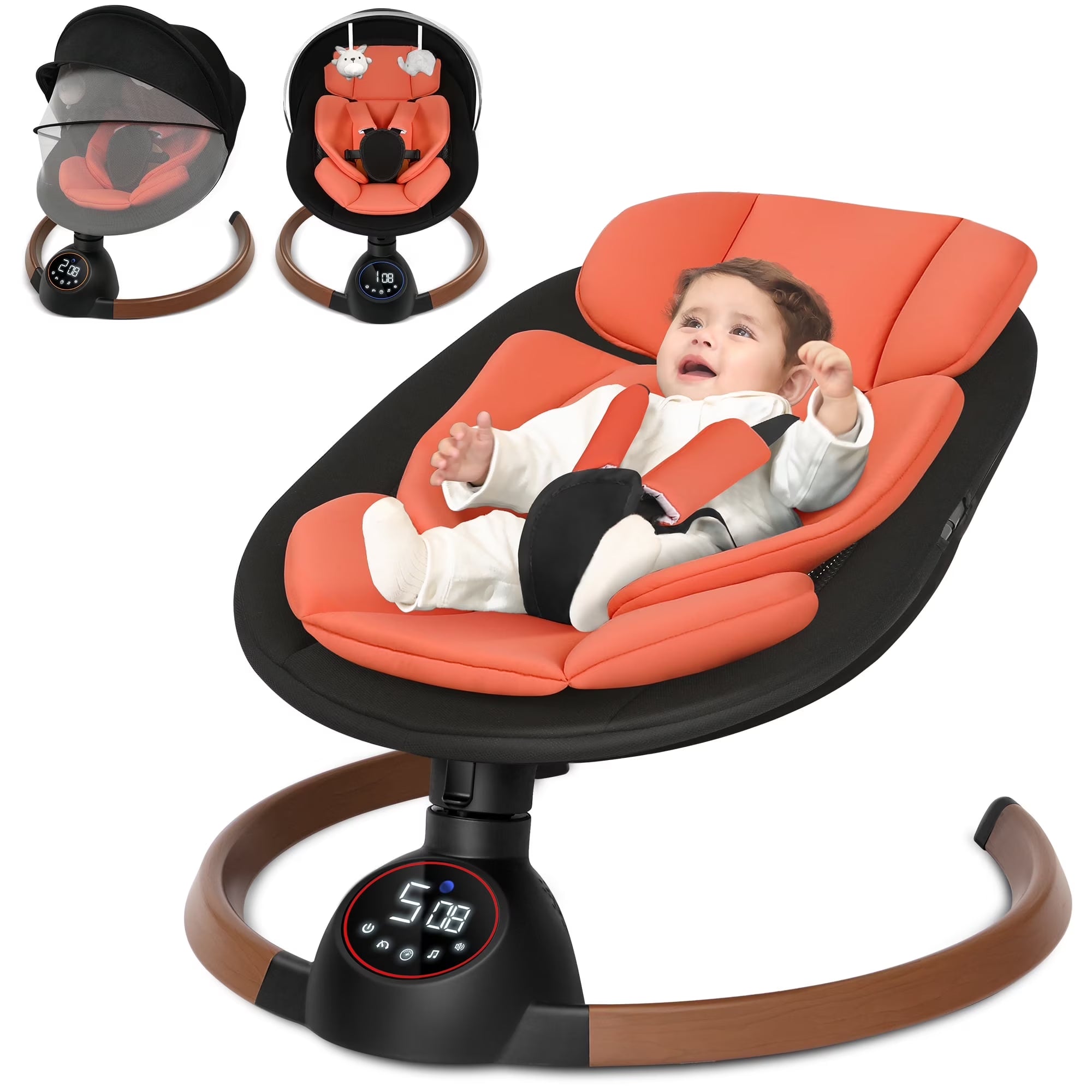Baby Swing for Infants,Bluetooth Control 5-Point Harness Newborn Swing,5 Sway Speed,10 Lullabies(Black)