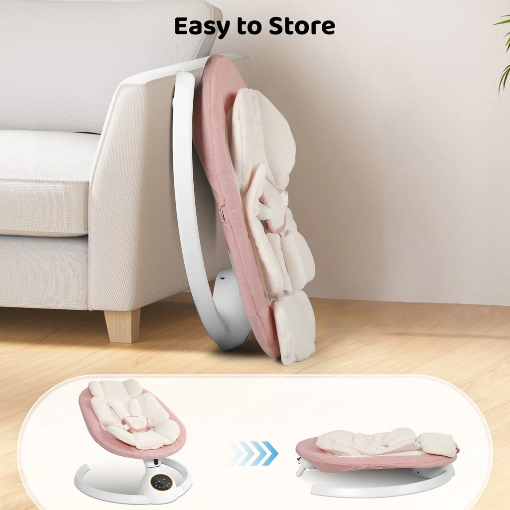 Baby Swing for Infants,Bluetooth Control 5-Point Harness Newborn Swing,5 Sway Speed,10 Lullabies(Pink)