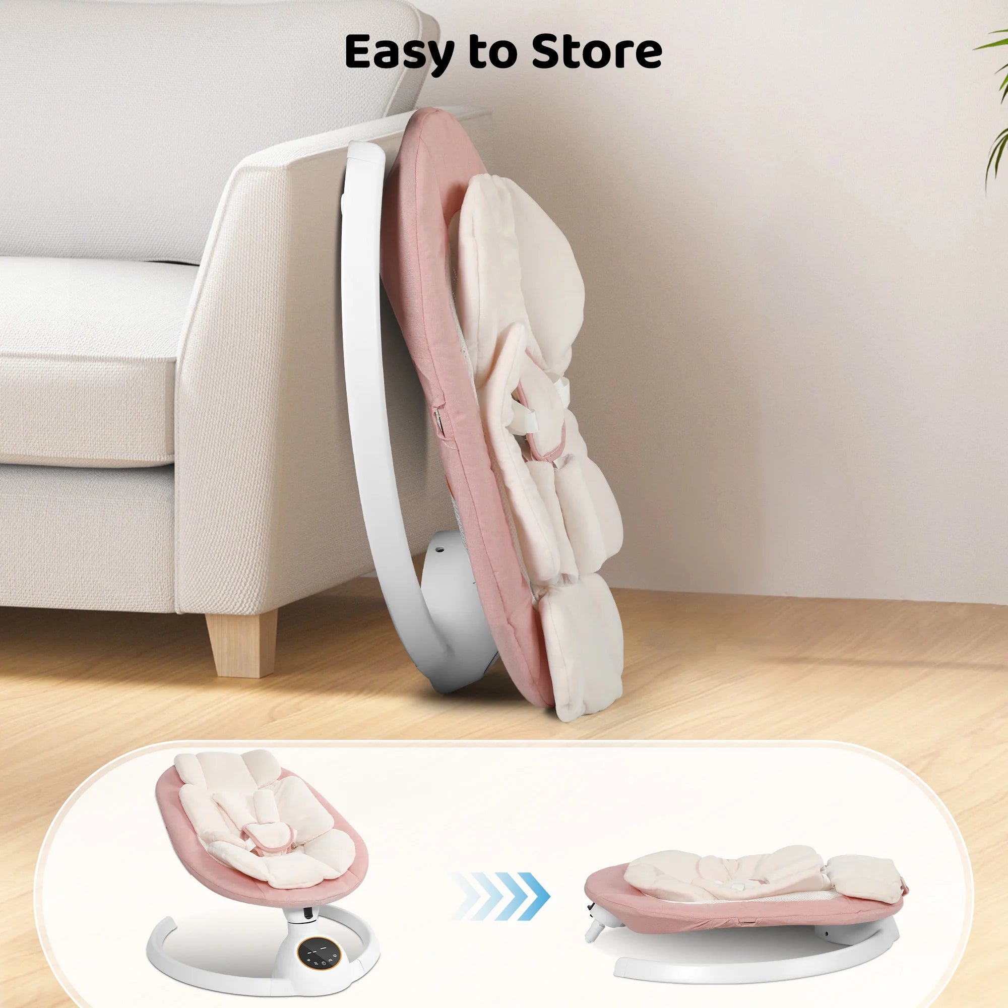 Baby Swing for Infants,Bluetooth Control 5-Point Harness Newborn Swing,5 Sway Speed,10 Lullabies(Pink)