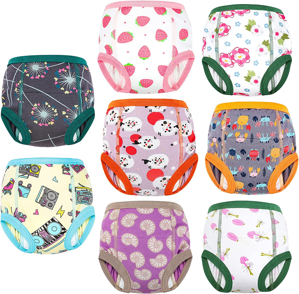 8 Packs Potty Training Pants Cotton Absorbent Training Underwear for Toddler Boy and Girls 2T-9T