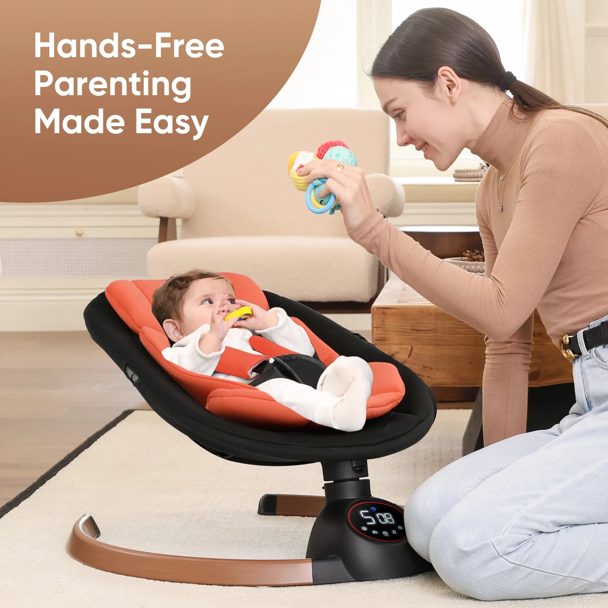 Baby Swing for Infants,Bluetooth Control 5-Point Harness Newborn Swing,5 Sway Speed,10 Lullabies(Black)