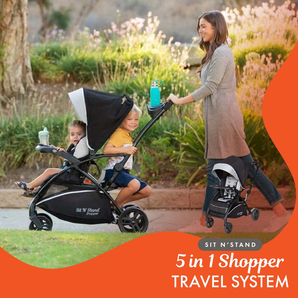Sit N Stand® 5-In-1 Shopper Travel System - Moondust - Gray