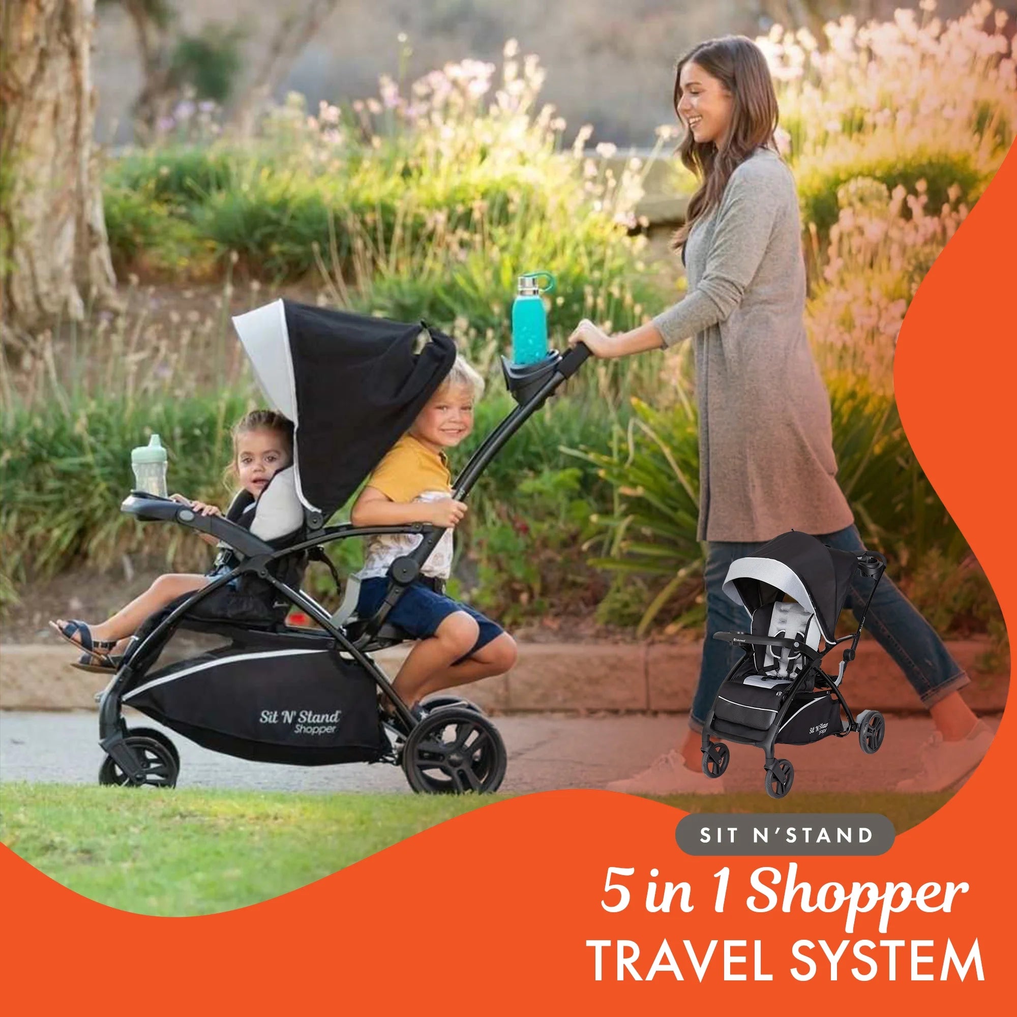 Sit N Stand® 5-In-1 Shopper Travel System - Moondust - Gray