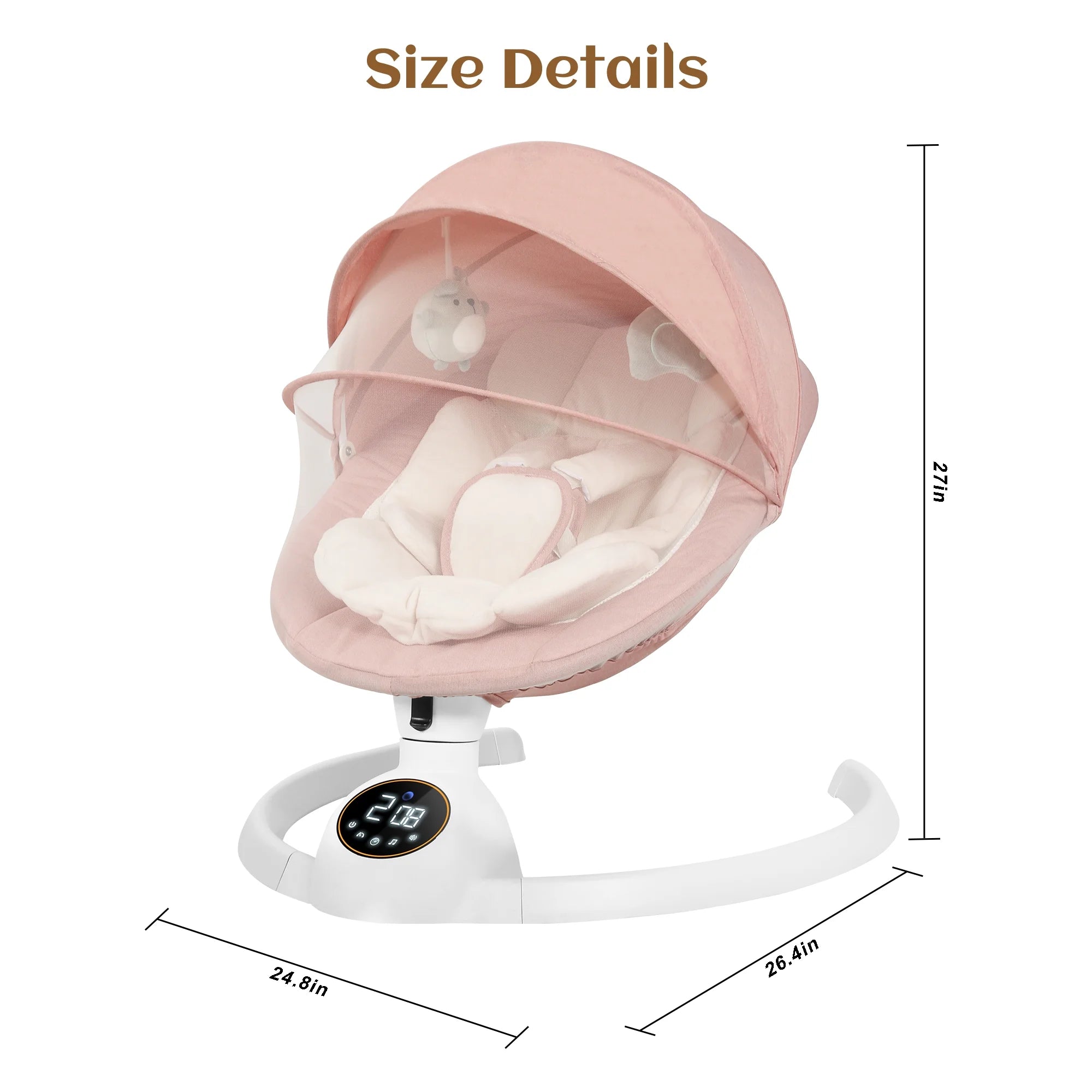 Baby Swing for Infants,Bluetooth Control 5-Point Harness Newborn Swing,5 Sway Speed,10 Lullabies(Pink)