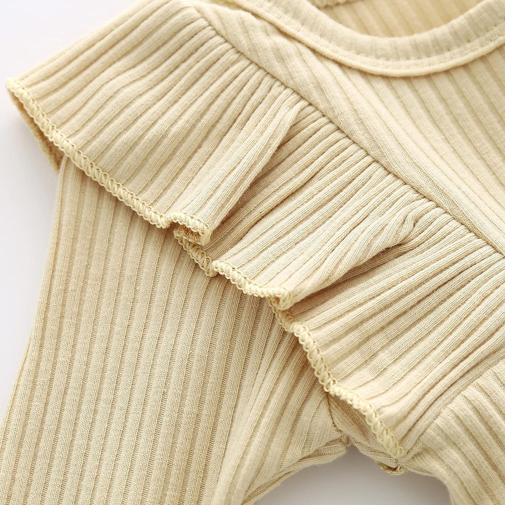 Newborn Baby Girl Clothes Infant Girls Outfit Winter Spring 3PC Outfits Long Sleeve Romper Ruffle Pants