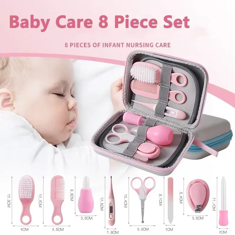 4/6/8Pcs/Set Newborn Baby Kids Nail Hair Health Care Thermometer Grooming Brush Kit Care Baby Essentials Newborn Material Safety