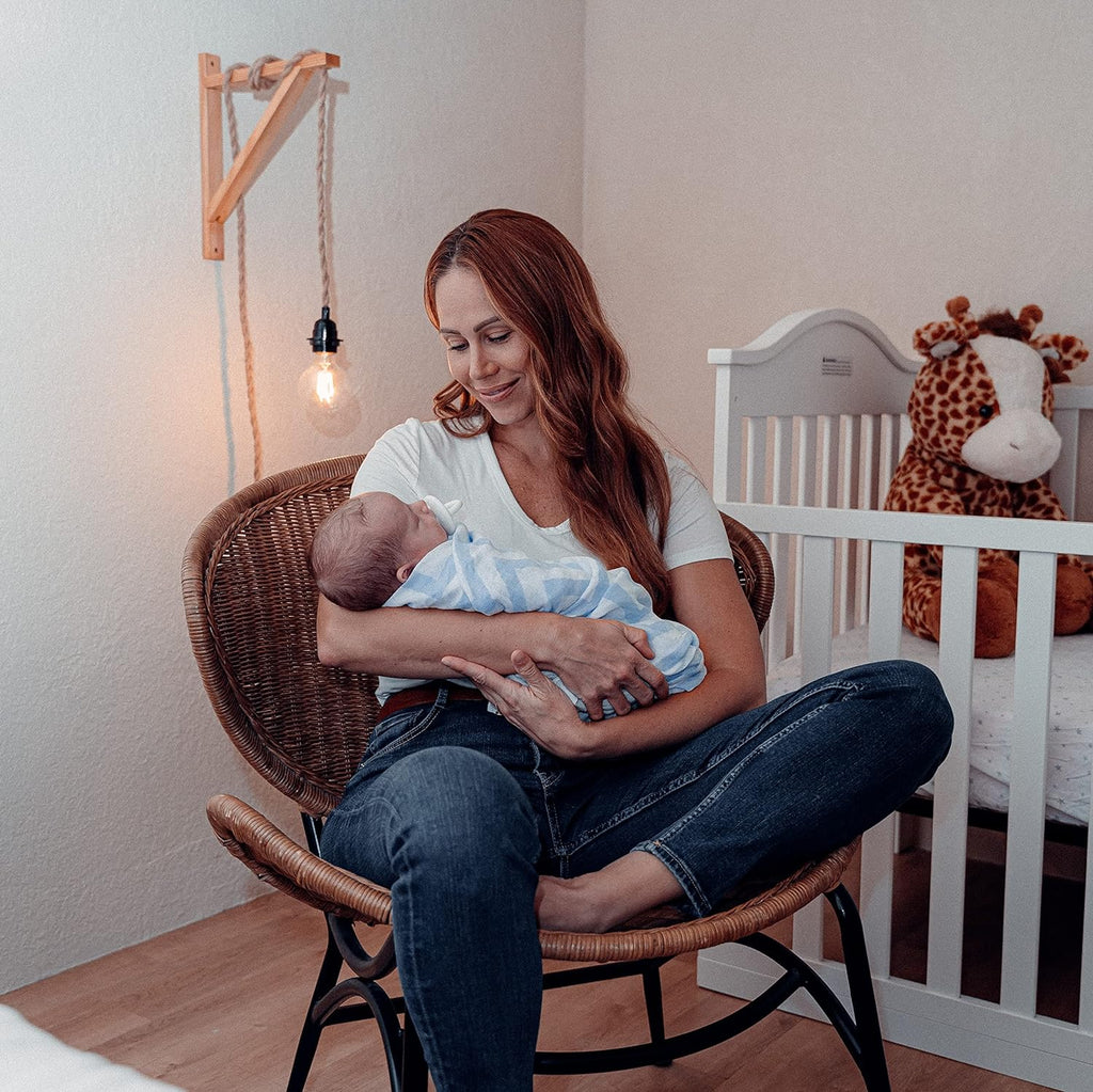 Muslin Swaddle Blankets Pack of 4, 47 X 47 Inches, Soft Cotton Baby Blanket Set, Large Multipurpose Swaddling Wraps for Newborns - Self-Soothing Swaddle - Blue