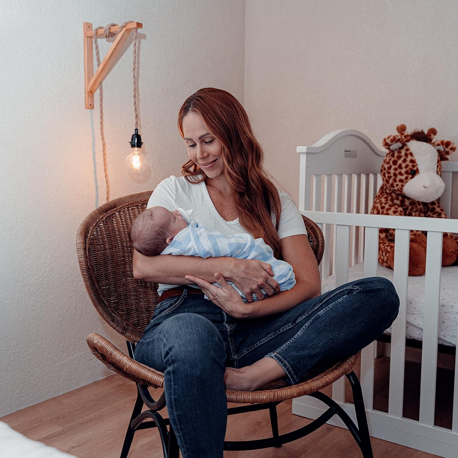 Muslin Swaddle Blankets Pack of 4, 47 X 47 Inches, Soft Cotton Baby Blanket Set, Large Multipurpose Swaddling Wraps for Newborns - Self-Soothing Swaddle - Blue