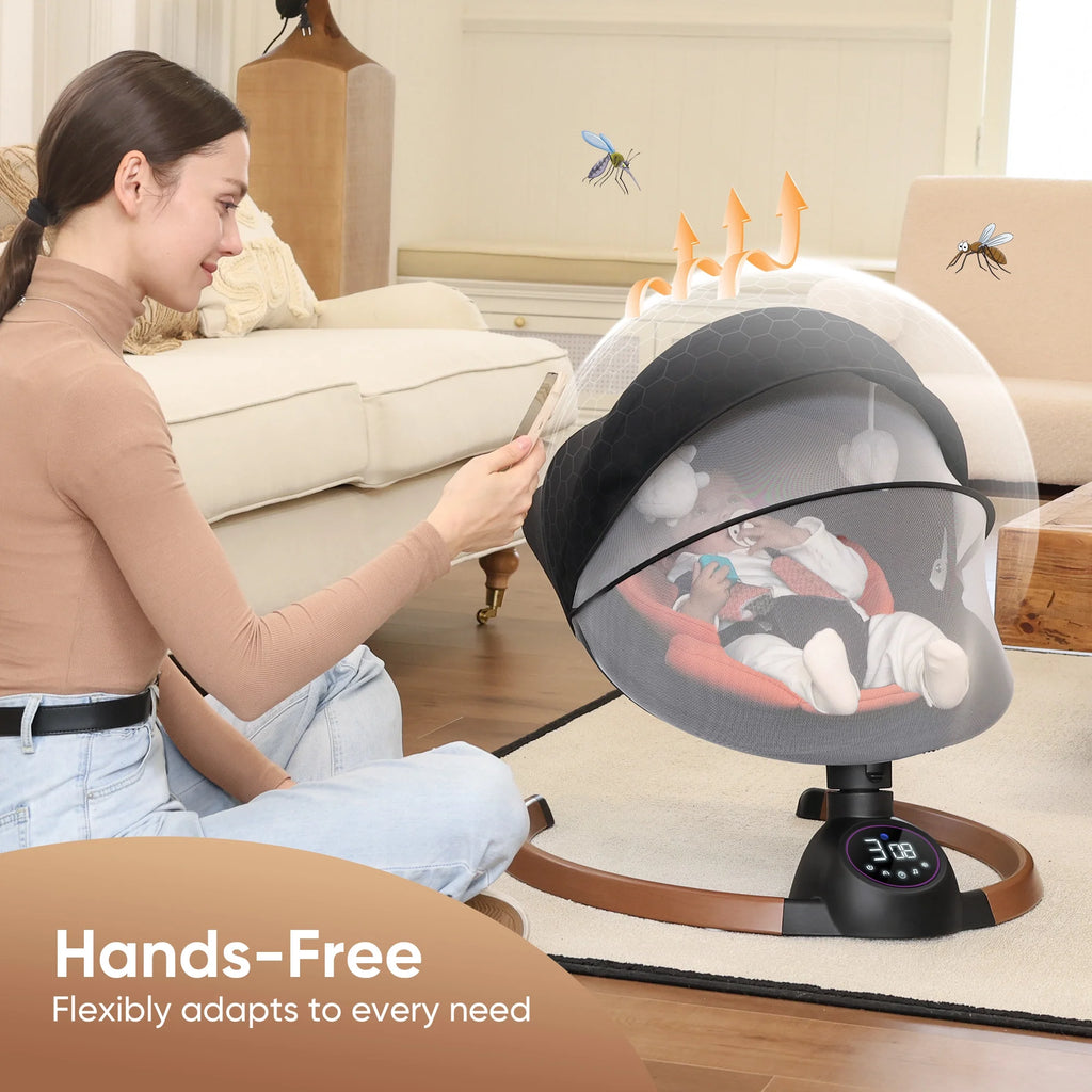 Baby Swing for Infants,Bluetooth Control 5-Point Harness Newborn Swing,5 Sway Speed,10 Lullabies(Black)